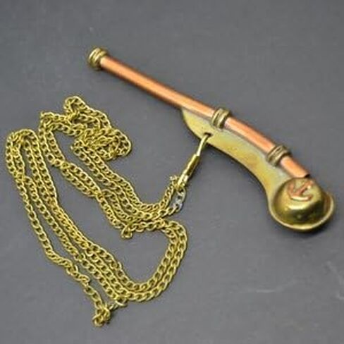 Vintage Copper & Brass Boatswain Whistle with Chain – Naval Bosun Pipe, Antique Nautical Whistle in Saudi Arabia