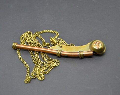 Vintage Copper & Brass Boatswain Whistle with Chain – Naval Bosun Pipe, Antique Nautical Whistle in Saudi Arabia