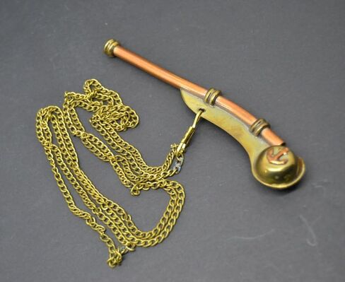 Vintage Copper & Brass Boatswain Whistle with Chain – Naval Bosun Pipe, Antique Nautical Whistle in Saudi Arabia