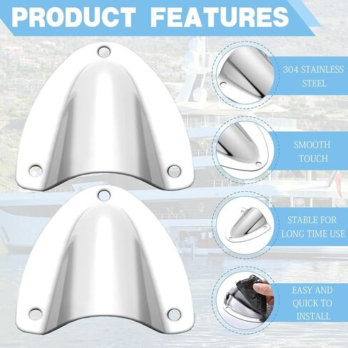 Frienda 6 Pcs Stainless Steel Wire Cable Hole Ventilator Cover Kit Clam Shell Vent for Marine Boat Yacht Outdoor Equipment Openings Storage Cabinets 45x40mm/55x63mm/93x87mm in Kuwait
