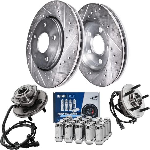 Detroit Axle - 8pc Brake Kit for 2005-2010 Honda Odyssey [5 Lug] Drilled and Slotted Disc Brake Rotors Ceramic Brakes Pads 2006 2007 2008 2009 Front and Rear Replacement in Saudi Arabia