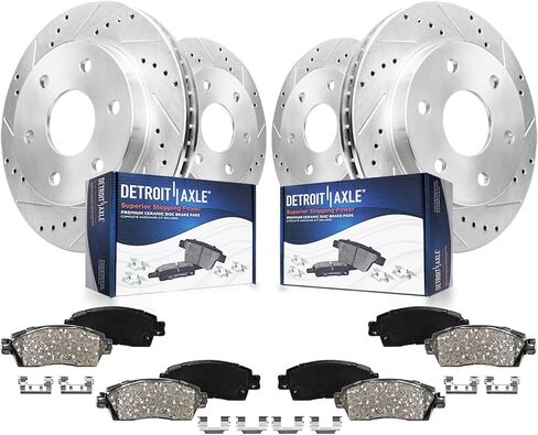 Detroit Axle - 8pc Brake Kit for 2005-2010 Honda Odyssey [5 Lug] Drilled and Slotted Disc Brake Rotors Ceramic Brakes Pads 2006 2007 2008 2009 Front and Rear Replacement in Saudi Arabia