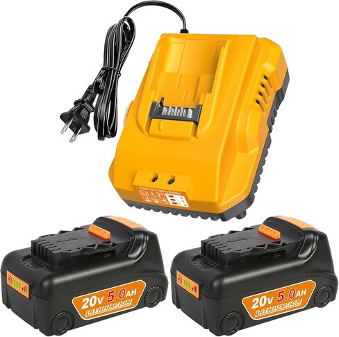 استبدل محطة شحن البطارية DCB104 DCB104 ، متوافقة مع شاحن USB ومحول لبطاريات أقصى 12 فولت و 20 فولت ، متوافقة مع DCB124 ، DCB126 ، DCB200 ، DCB205 ، DCB206 Yellow in Kuwait