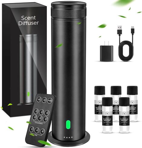 Waterless Scent Diffuser Starter Kit - Suitable for Home and Hotel Series Air Diffuser, 800 Square Inches of Coverage, 5 Kinds of Scented Essential Oils, Remote Control in Saudi Arabia