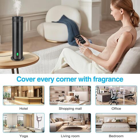 Waterless Scent Diffuser Starter Kit - Suitable for Home and Hotel Series Air Diffuser, 800 Square Inches of Coverage, 5 Kinds of Scented Essential Oils, Remote Control in Saudi Arabia