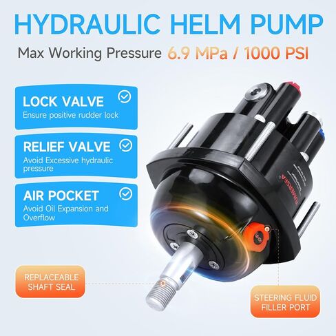 90HP Outboard Hydraulic Steering Kit, Hydraulic Steering System Consists of a Hydraulic Cylinder, a Steering Pump, and Two Nylon Hoses，Suitable for Outboard Motors in Saudi Arabia