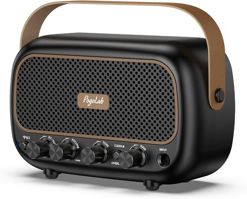 Mini Guitar Amplifier, 5Wx2 Portable Electric Guitar Amp, Rechargeable Bluetooth Speaker, Clean/Overdrive Effects, 7H Playtime, Headphone Jack, Small Practice Amp for Daily Play/Jamming in Saudi Arabia
