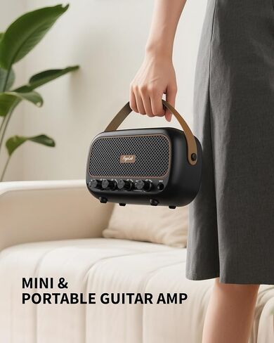 Mini Guitar Amplifier, 5Wx2 Portable Electric Guitar Amp, Rechargeable Bluetooth Speaker, Clean/Overdrive Effects, 7H Playtime, Headphone Jack, Small Practice Amp for Daily Play/Jamming in Saudi Arabia