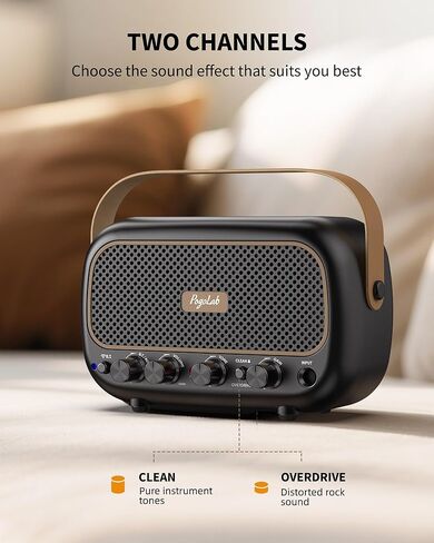 Mini Guitar Amplifier, 5Wx2 Portable Electric Guitar Amp, Rechargeable Bluetooth Speaker, Clean/Overdrive Effects, 7H Playtime, Headphone Jack, Small Practice Amp for Daily Play/Jamming in Saudi Arabia