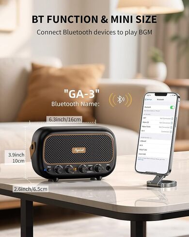 Mini Guitar Amplifier, 5Wx2 Portable Electric Guitar Amp, Rechargeable Bluetooth Speaker, Clean/Overdrive Effects, 7H Playtime, Headphone Jack, Small Practice Amp for Daily Play/Jamming in Saudi Arabia