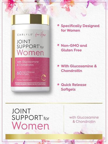 دعم كارلايل المشترك للنساء | 60 كبسولة هلامية | مركب يحتوي على أوميغا 3 وببتيدات الكولاجين | غير معدّل وراثيًا، وخالي من الغلوتين in Kuwait