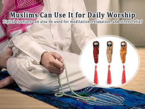 3 Pieces Portable Handheld Digital Beads Counter, Prayer Digital Finger Counters, Digital Tasbih Electronic Rosary Tally Counter, for Meditation, Relaxation, Muslim Prayer in Saudi Arabia