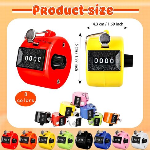 24 Pcs Hand Tally Counter 4 Digit Mechanical Finger Counter Clickers Resettable Handheld Palm Number Click for Lap Coaching Knitting Fishing Golf and Row in Kuwait
