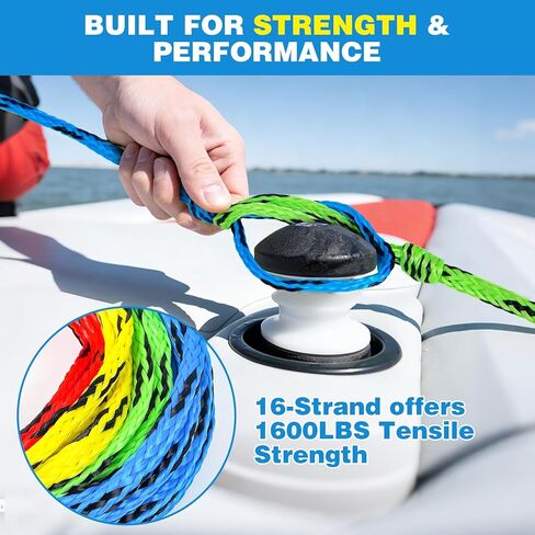 75FT Radius Handle Ski Ropes for Water Skiing, Floating Wakeboard Rope and Handle, 4-Section Water Ski Rope, Wakeboard Tow Ropes for Waterskiing, Wakeboarding, Kneeboarding, Watersports in Saudi Arabia