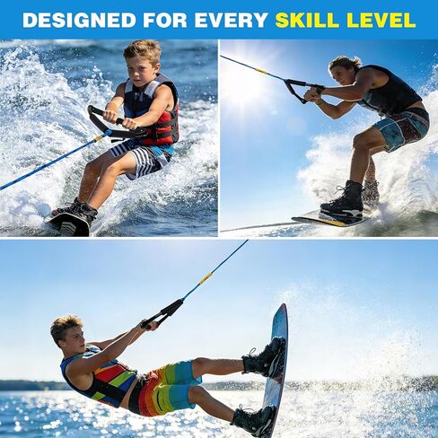 75FT Radius Handle Ski Ropes for Water Skiing, Floating Wakeboard Rope and Handle, 4-Section Water Ski Rope, Wakeboard Tow Ropes for Waterskiing, Wakeboarding, Kneeboarding, Watersports in Saudi Arabia