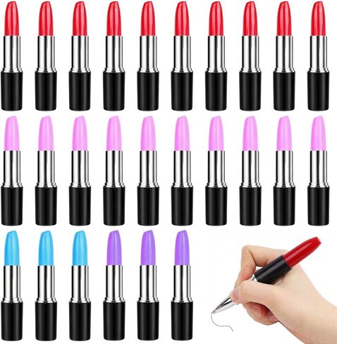DomeStar Lipstick Shape Pen, 24 PCS Creative Ballpoint Writing Pens Multi-Color Lipstick Cute Ball Pen Novelty Office Stationery Students Children Gift in Kuwait