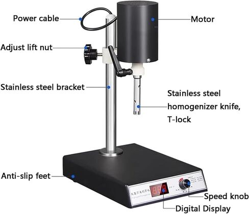 High-Speed Homogenizer 300-23000 RPM - Adjustable Laboratory Emulsifier for Emulsions, Cell Dispersion, & Efficient Mixing for Research & Industrial Applications in Kuwait