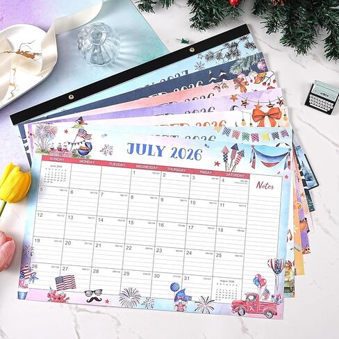 Desk Calendar 2025-2026 – Large Monthly Desk Calendar, Jul 2025 – Dec 2026, 22" x 17", 18 Months Desk Pad Calendar, Ruled Block, To-do List & Notes, Tear Off, Best Desk/Wall Calendar - Gorgeous Marble in Kuwait