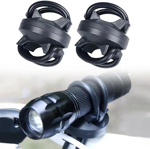 2 Pack Bike Flashlight Holder - Universal Bicycle Light Mount Accessories Adjustable Clamp for Flashlight (Black x 2) in Kuwait