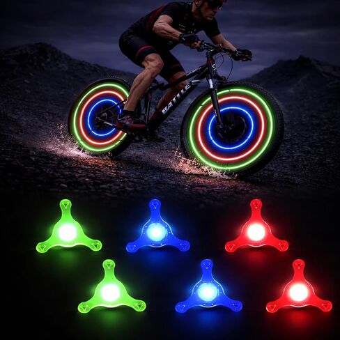 مصابيح دراجة، 6 قطع من مصابيح أمان الدراجة، مصابيح LED لعجلة الدراجة. أضواء عجلة إطار فلاش للدراجة لإطارات الدراجات النارية والدراجات النارية، وأضواء فلاش لإطارات الدراجة in Kuwait