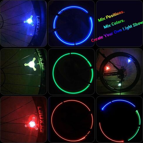 مصابيح دراجة، 6 قطع من مصابيح أمان الدراجة، مصابيح LED لعجلة الدراجة. أضواء عجلة إطار فلاش للدراجة لإطارات الدراجات النارية والدراجات النارية، وأضواء فلاش لإطارات الدراجة in Kuwait