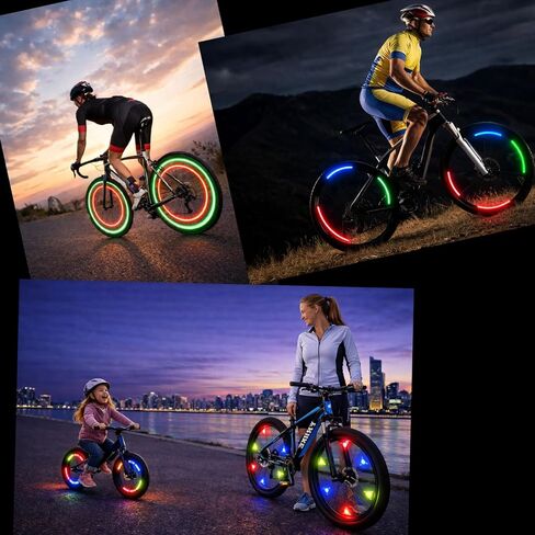 مصابيح دراجة، 6 قطع من مصابيح أمان الدراجة، مصابيح LED لعجلة الدراجة. أضواء عجلة إطار فلاش للدراجة لإطارات الدراجات النارية والدراجات النارية، وأضواء فلاش لإطارات الدراجة in Kuwait