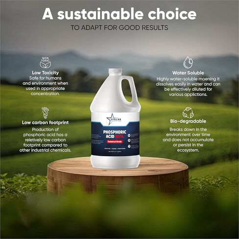 المواد الكيميائية النجمية - حمض الفوسفوريك 85٪ - الدرجة التقنية - 1 جالون - الاستخدامات: التحكم في درجة الحموضة وتعديلها، الأطعمة والمشروبات، عامل التنشيط، العناية الشخصية، الصيدلانية. in Kuwait