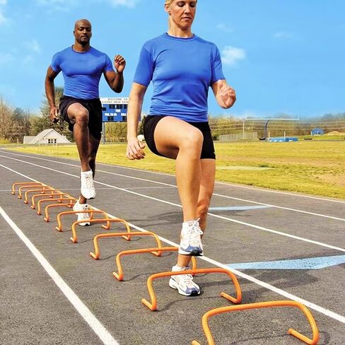 5 PCS Agility Hurdles Training Equipment, Indoor Outdoor Sports Practice Hurdles with Carry Strap, Track and Field Jumping Workout Obstacles (Color : Blue, Size : 23 in Saudi Arabia