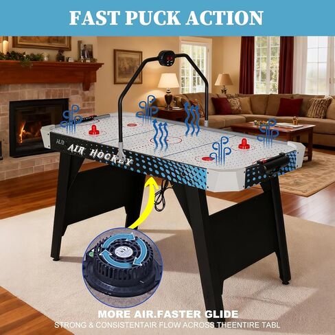 طاولة هوكي هوائية مقاس 54 بوصة مع تسجيل إلكتروني LED ومحرك قوي، طاولة ألعاب كبيرة لغرفة الألعاب، المنزل والمكتب، لعبة الهوكي للأطفال والكبار in Kuwait