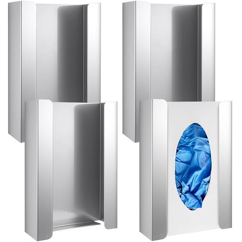Blulu 4 Pcs Glove Box Holder Dispenser Stainless Steel Wall Mounted Box Organizer Wall Attachment Easily Store and Dispense Your Gloves Masks 9.75"H x 5.5"W X3.5"D in Kuwait