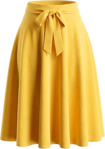 Agnes Orinda Plus Size Skirt for Women Tie Knot High Waist A-Line Flowy Swing Midi Skirts with Pockets in Saudi Arabia