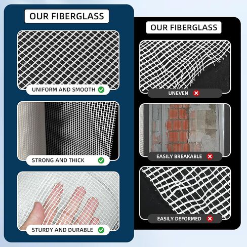 3.2 x 164 ft Fiberglass Mesh Roll White Plastering Mesh Enhanced Strength and Stability for Wall Crack Interior Exterior Wall Construction and Ceilings Seam Repair Reinforcement in Saudi Arabia