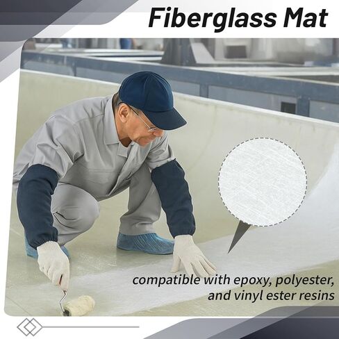 13 Yards x 41" Fiberglass Mat, Fiberglass Chopped Strand Mat, Strong Repair Function- Suit for Molding Automotive Boats Surfaces and Reinforces Repairs in Kuwait