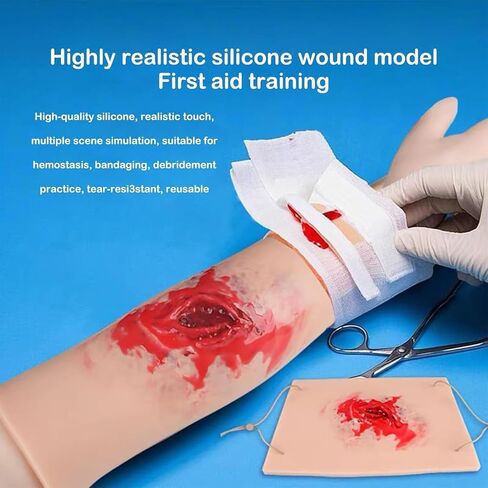Wearable Simulated Wound Skin Model, Wound Packing Trainer Kit, Reusable Trauma Wound Simulation Module, for Medical Courses, Hemostasis First Aid Practice in Saudi Arabia