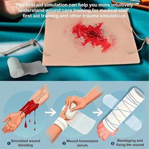 Wearable Simulated Wound Skin Model, Wound Packing Trainer Kit, Reusable Trauma Wound Simulation Module, for Medical Courses, Hemostasis First Aid Practice in Saudi Arabia