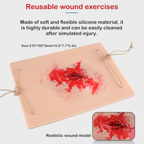Wearable Simulated Wound Skin Model, Wound Packing Trainer Kit, Reusable Trauma Wound Simulation Module, for Medical Courses, Hemostasis First Aid Practice in Saudi Arabia