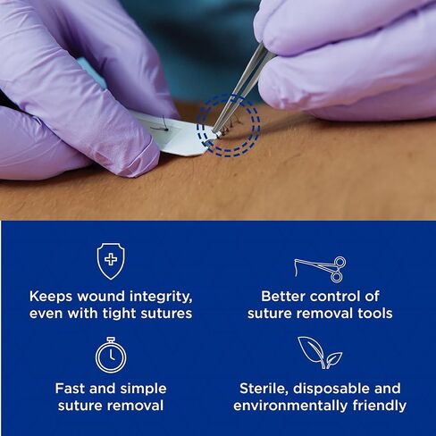 Bionix - SutureOut | Sterile Single-Use Suture Removal Tool with Guarded Blade & Adhesive Pad for Easy, Stitch Removal (50 Count) in Kuwait
