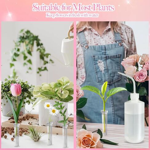 100 pcs clear 3 ‘'' floral mater أنابيب مع سقي 500 مل للري ، ومزيل شوكة جذع الورد الوردي in Kuwait