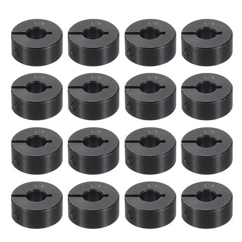 uxcell 16pcs Single Split Shaft Collar 1/4" Bore One-Piece Clamping Collar, 11/16" OD, 5/16" Thickness, Black Oxide Steel Set Screw Lock Collar Clamp in Kuwait