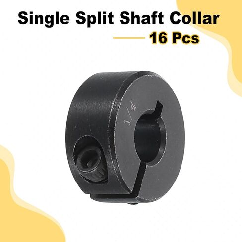 uxcell 16pcs Single Split Shaft Collar 1/4" Bore One-Piece Clamping Collar, 11/16" OD, 5/16" Thickness, Black Oxide Steel Set Screw Lock Collar Clamp in Kuwait