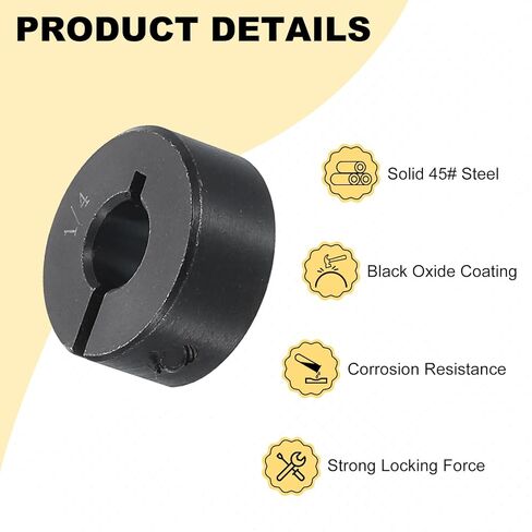 uxcell 16pcs Single Split Shaft Collar 1/4" Bore One-Piece Clamping Collar, 11/16" OD, 5/16" Thickness, Black Oxide Steel Set Screw Lock Collar Clamp in Kuwait