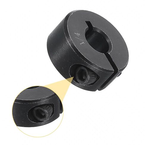 uxcell 16pcs Single Split Shaft Collar 1/4" Bore One-Piece Clamping Collar, 11/16" OD, 5/16" Thickness, Black Oxide Steel Set Screw Lock Collar Clamp in Kuwait