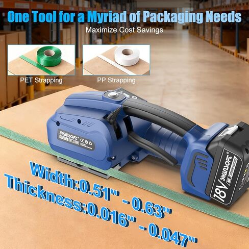 أداة الربط الكهربائية SWANSOFT، ماكينة ربط كهربائية أوتوماتيكية 18 فولت 2 × 4 أمبير تعمل بالبطارية لأداة ربط كهربائية بأشرطة PP/PET مقاس 0.51 بوصة - 0.63 بوصة، مع علبة بلاستيكية in Kuwait