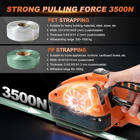 آلة الربط الكهربائية مع شاشة LCD، مكبس البالات المحمول لـ 1/2-5/8 في أشرطة PP PET 2 × 4000 مللي أمبير في الساعة صندوق ربط أوتوماتيكي يعمل بالبطارية (مع قفازات ونظارات واقية) in Kuwait