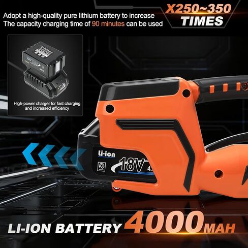 آلة الربط الكهربائية مع شاشة LCD، مكبس البالات المحمول لـ 1/2-5/8 في أشرطة PP PET 2 × 4000 مللي أمبير في الساعة صندوق ربط أوتوماتيكي يعمل بالبطارية (مع قفازات ونظارات واقية) in Kuwait