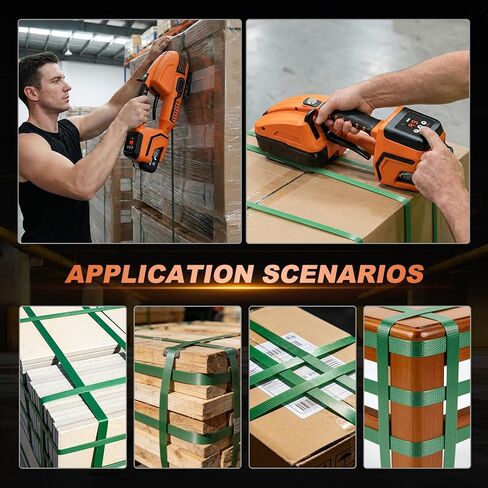 آلة الربط الكهربائية مع شاشة LCD، مكبس البالات المحمول لـ 1/2-5/8 في أشرطة PP PET 2 × 4000 مللي أمبير في الساعة صندوق ربط أوتوماتيكي يعمل بالبطارية (مع قفازات ونظارات واقية) in Kuwait