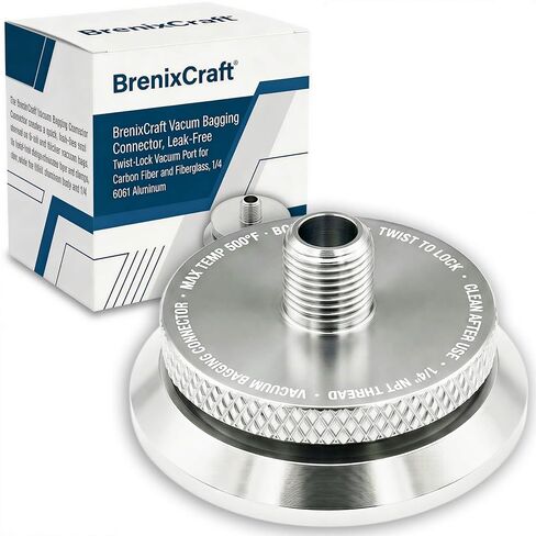 موصل تعبئة الفراغ، منفذ فراغ بقفل ملتوي مانع للتسرب لألياف الكربون والألياف الزجاجية، 1/4 بوصة NPT، 6061 ألومنيوم in Kuwait