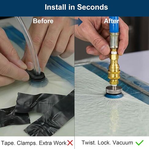 موصل تعبئة الفراغ، منفذ فراغ بقفل ملتوي مانع للتسرب لألياف الكربون والألياف الزجاجية، 1/4 بوصة NPT، 6061 ألومنيوم in Kuwait