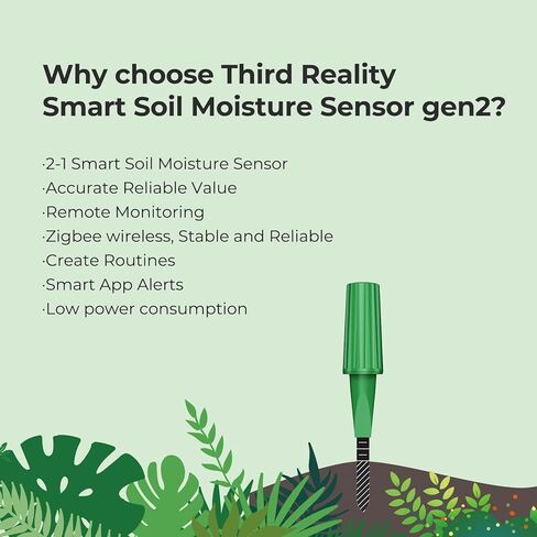 THIRDREALITY Smart Soil Moisture Sensor Gen2 3Pack,Zigbee hub Needed, nhanced Signal Stability,Capacitive Moisture Monitoring,Garden Planting, Compatible with Hubitat,SmartThings,Home Assistant,Homey in Saudi Arabia