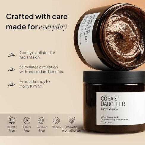 ابنة كوبا 100 ٪ قهوة روبوستا قهوة فرك مع ماتشا وشيا زبدة | تقشير ، ترطيب الجلد وتقليل علامات التمدد والسيلوليت | آمن للحمل | نباتي ونظيف الجمال (10.6 أوقية) in Kuwait